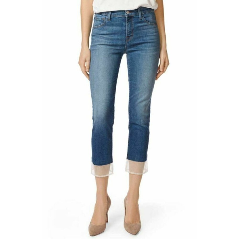 J Brand Denim Ruby High Rise Cropped Cigarette Jeans Size 25 Gossamer JB001570